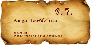 Varga Teofánia névjegykártya